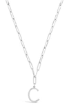 Sterling Forever Rhodium Plated Braided Initial Pendant Necklace In Silver-c