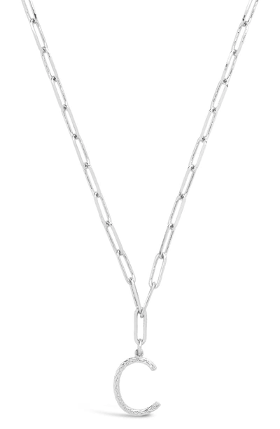 Sterling Forever Rhodium Plated Braided Initial Pendant Necklace In Silver-c