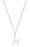 Sterling Forever Rhodium Plated Braided Initial Pendant Necklace In Silver-h