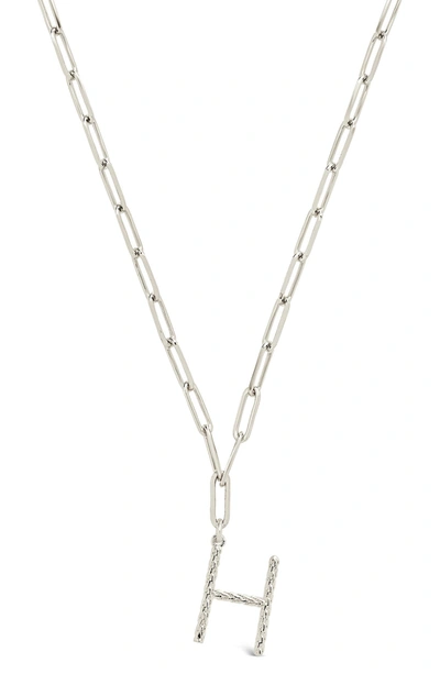 Sterling Forever Rhodium Plated Braided Initial Pendant Necklace In Silver-h