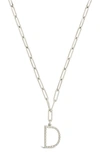 Sterling Forever Rhodium Plated Braided Initial Pendant Necklace In Silver-d