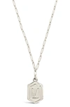 Sterling Forever Rhodium Plated Hexagon Tag Initial Pendant Necklace In Silver-v