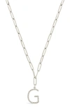 Sterling Forever Rhodium Plated Braided Initial Pendant Necklace In Silver-g