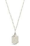 Sterling Forever Rhodium Plated Hexagon Tag Initial Pendant Necklace In Silver-x