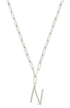Sterling Forever Rhodium Plated Braided Initial Pendant Necklace In Silver-n