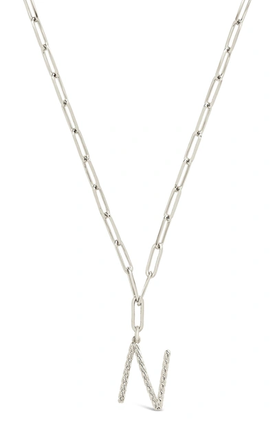 Sterling Forever Rhodium Plated Braided Initial Pendant Necklace In Silver-n
