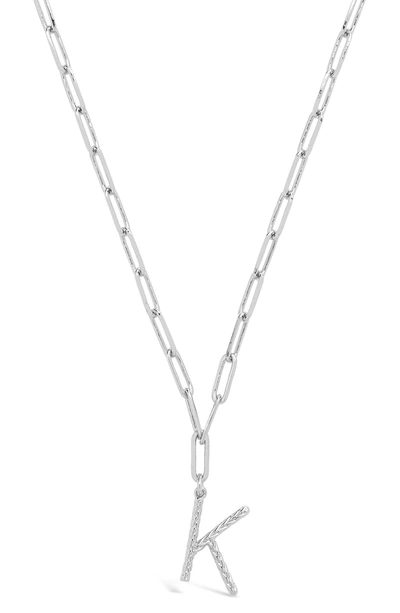Sterling Forever Rhodium Plated Braided Initial Pendant Necklace In Silver-k