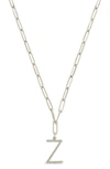 Sterling Forever Rhodium Plated Braided Initial Pendant Necklace In Silver-z