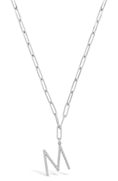 Sterling Forever Rhodium Plated Braided Initial Pendant Necklace In Silver-m
