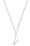 Sterling Forever Rhodium Plated Braided Initial Pendant Necklace In Silver-v