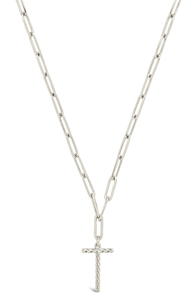 Sterling Forever Rhodium Plated Braided Initial Pendant Necklace In Silver-t