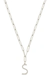 Sterling Forever Rhodium Plated Braided Initial Pendant Necklace In Silver-s