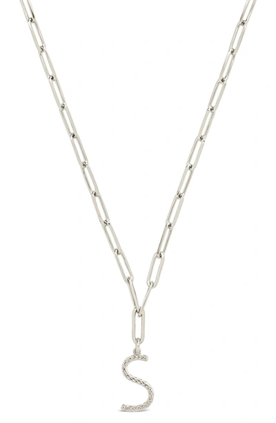 Sterling Forever Rhodium Plated Braided Initial Pendant Necklace In Silver-s
