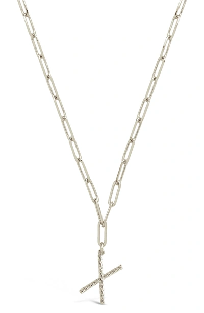 Sterling Forever Rhodium Plated Braided Initial Pendant Necklace In Silver-x