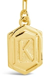 Sterling Forever 14k Gold Plated Hexagon Tag Initial Pendant Necklace In Gold-k