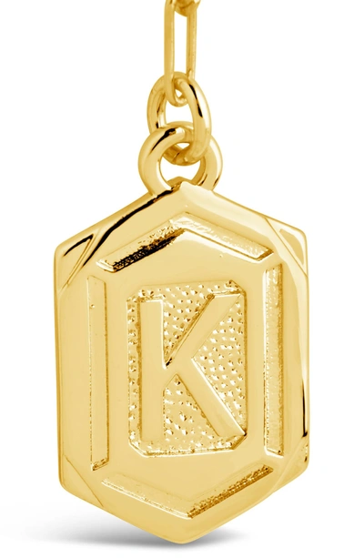 Sterling Forever 14k Gold Plated Hexagon Tag Initial Pendant Necklace In Gold-k