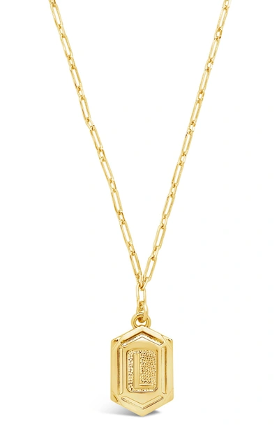 Sterling Forever 14k Gold Plated Hexagon Tag Initial Pendant Necklace In Gold-l