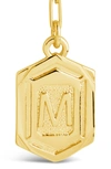 Sterling Forever 14k Gold Plated Hexagon Tag Initial Pendant Necklace In Gold-m