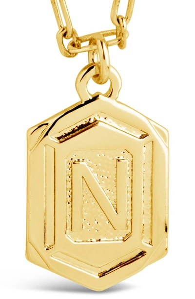 Sterling Forever 14k Gold Plated Hexagon Tag Initial Pendant Necklace In Gold-n