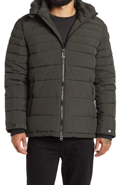 Noize Hooded Variegated Puffer Jacket In Spruce