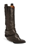 R13 Black 55 Knee-high Leather Boots In Black Leather