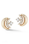 DANA REBECCA DESIGNS REESE BROOKLYN DIAMOND DOUBLE CRESCENT STUD EARRINGS