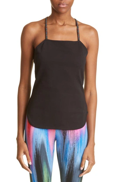 Attico Crystal Embellished Tank Top In Nero