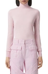 Burberry Nadira Wool-blend Blouse W/ Monogram Plaque In Pale Candy Pink