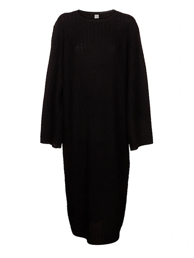 Totême Knitted Merino Wrap Dress Black