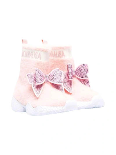 Monnalisa Kids' Bow-detail Ankle Boots In Rosa