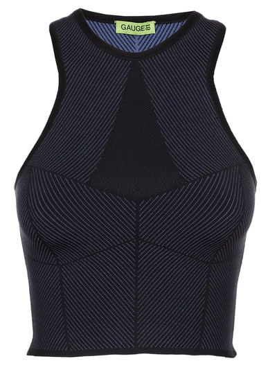 Gauge81 Black & Blue Delta Top In Black / Cornflower