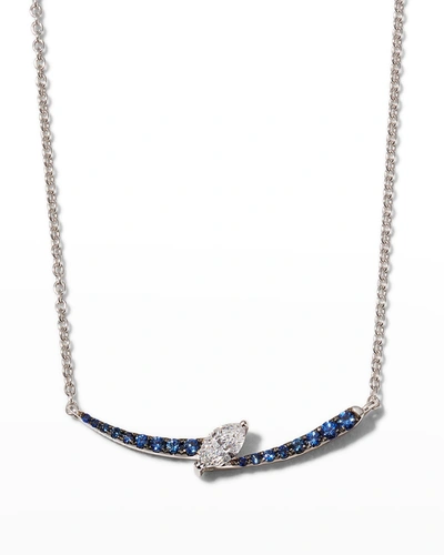 Frederic Sage White Gold Slanted Marquise Diamond Necklace
