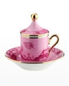 GINORI EMPIRE-STYLE COFFEE CUPS & SAUCERS, SET OF 2 - PINK
