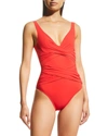 Shan Serena Solid One-piece Swimsuit In Poivron