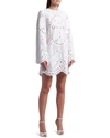 Dolce & Gabbana Eyelet Long-sleeve Cotton Mini Dress In Opt White