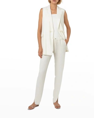 Akris Punto Mike Drawstring Straight-leg Crepe Pants In Cream