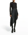 Givenchy Mixed-media Pleated Handkerchief Skirt In Black