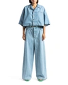 Bottega Veneta Belted High-waisted Wide-leg Jeans In Periwinkle
