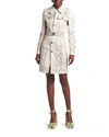 BOTTEGA VENETA LEATHER FADED PYTHON DENIM COAT W/ BELT