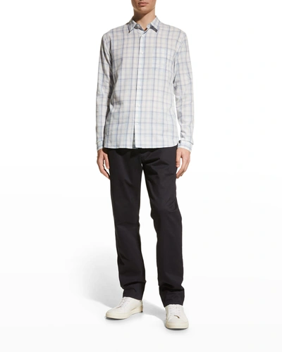 Vince Men's Linen-blend Plaid Sport Shirt In Off Whitepebble B