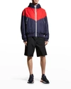 Moncler Bukret Colour-blocked Shell Hooded Jacket In Dark Blue