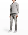 Peter Millar Men's Kitts Twisted 1/4-zip Sweater In Gale Grey