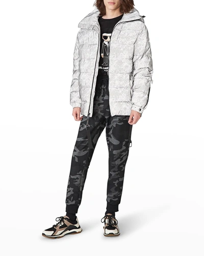 Karl Lagerfeld Men's Reflective Puffer Jacket In Gray