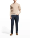 Peter Millar Kitts Textured Cotton & Wool Quarter Zip Sweater In Oakwood