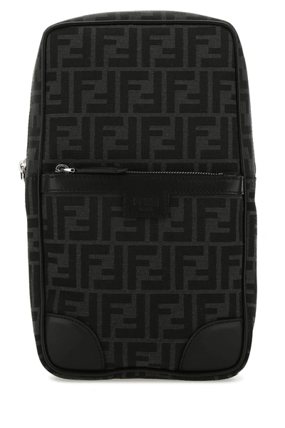 Fendi Mens Asfalto Nero Pallad Branded-jacquard Canvas And Leather Travel Backpack