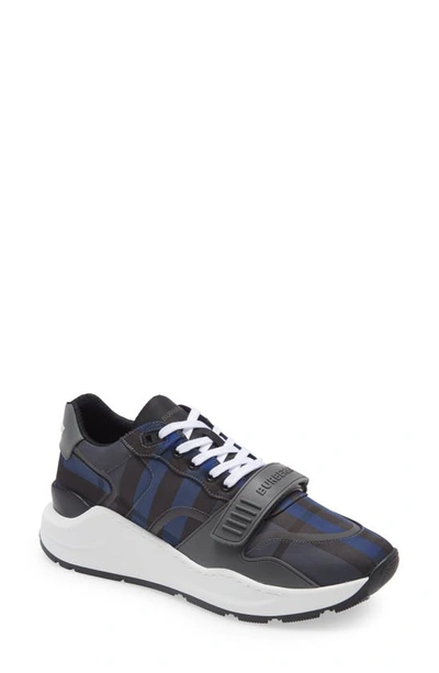 Burberry Check-pattern Low-top Sneakers In Oceanic Blue