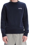 Apc Logo-print Crew Neck Sweatshirt In Dark Navy