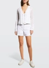 Vince Organic Cotton Crochet Cardigan In Optic White