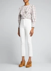Veronica Beard Carly Kick Flare Jeans With Raw Hem In White