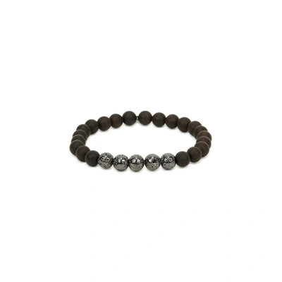 Tateossian Vesuvius Black Beaded Bracelet - Large In Brown